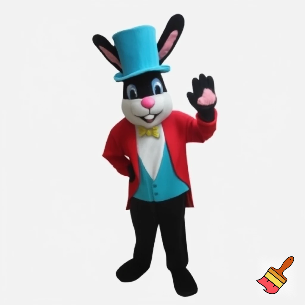 Easter bunny mascot top hat costume