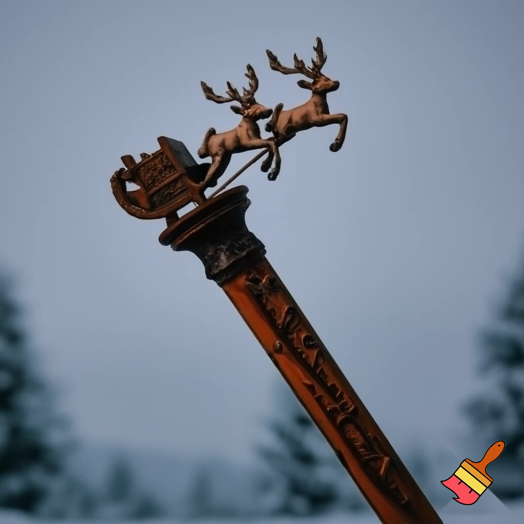 Russian Santa Claus walking stick with with t reindeers magic walking stick a plastic plastic Russian Santa Claus walking stick