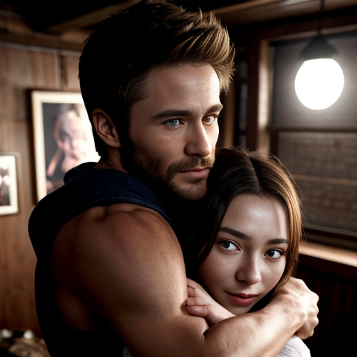 derek Hale from teen wolf hugging his girl named Cora in his loft