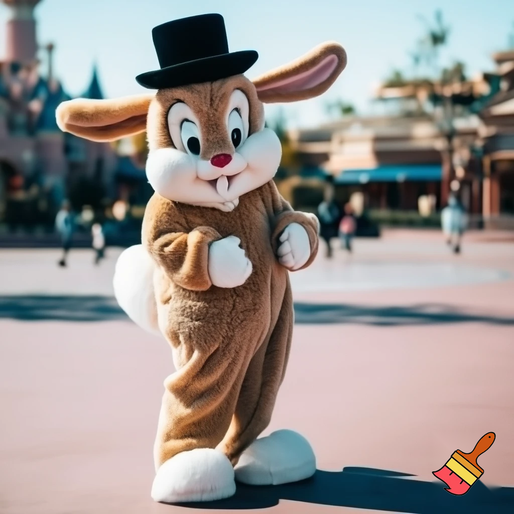 Easter bunny mascot Disneyland costume with the top hat