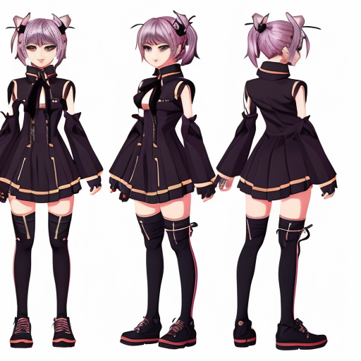 a reference sheet for a girl vtuber character design anime digital 