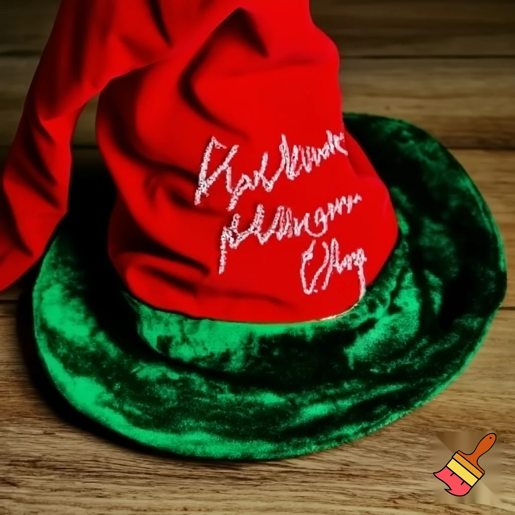 Christmas wizard hat written and velvet Bailey Tolly name on his message