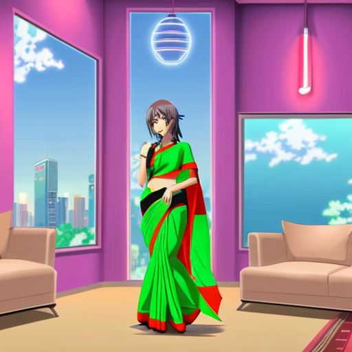 Girl in saree in step by step