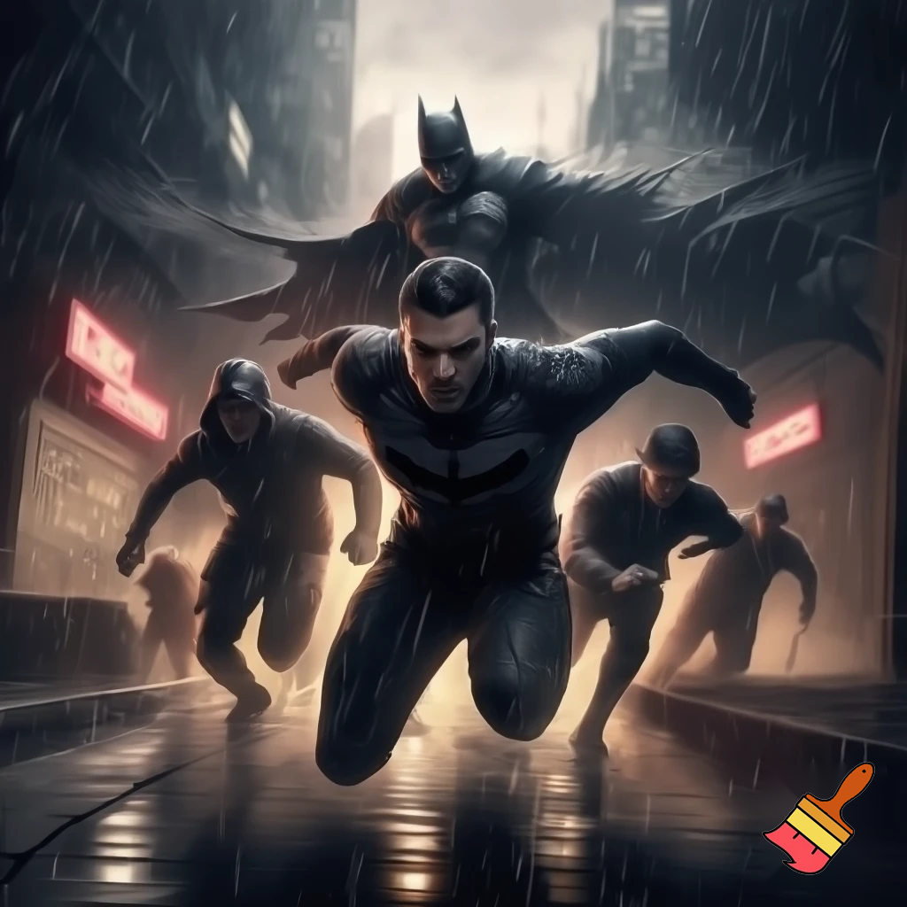 the esports team fnatic running from batman (realistic)