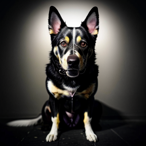 an old picture of a skinwalker dog staring at you half wisible in the dark in a creepy way make it a horror creatre in a creepy picture

