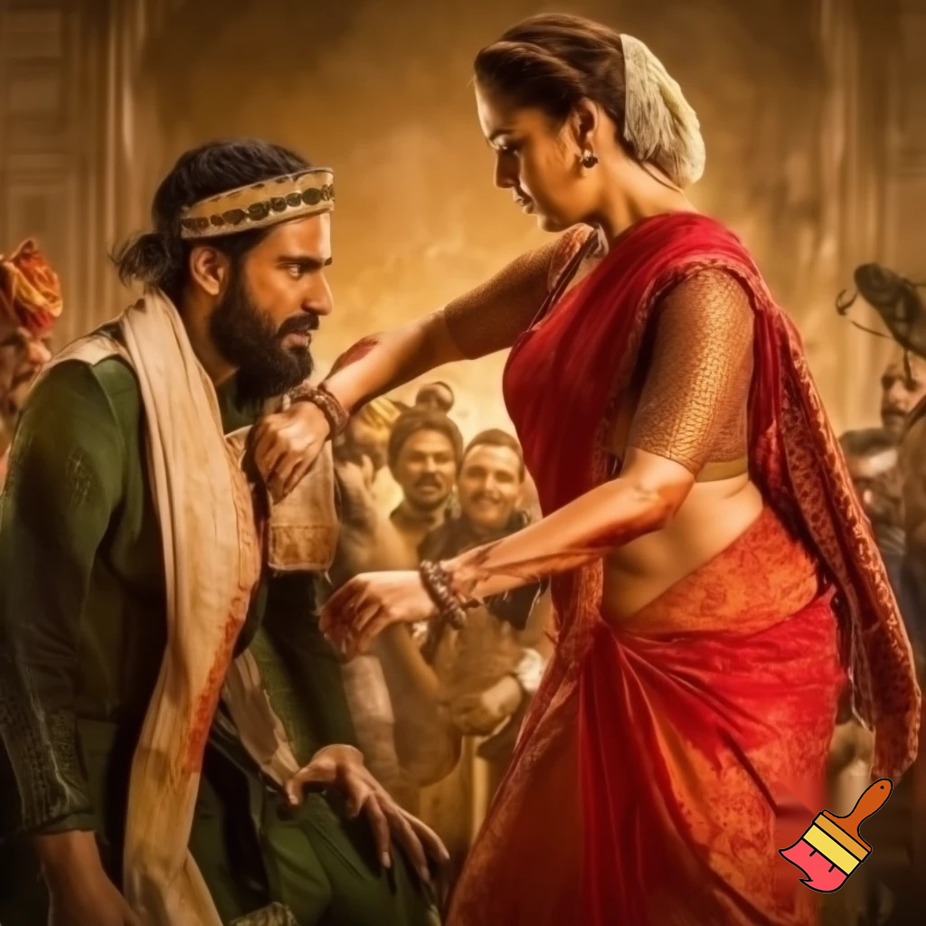 Dominant strong nayanthara saree rapes her weak husband on their wedding anniversary by kneeing him on the groin to forcefully submit him during a domestic dispute between them to decide on the ruler of the house. she thrusts force on him to create maximum pain as she subdued him. His strength is of no match to her powerful hold and he couldn't free himself from her hold. Her beauty is soo seductive to him but he has no energy left to challenge her and she completely obliterates him. He yields to her dominance by submission. Reveal her toned back, body, strong buttocks and boobs in saree and his sweat as a result of tiring fight. Make it realistic and believable. She punishes him relentlessly as she exposed her strength, figure,and emotions, no one there to help him as he pleads for mercy