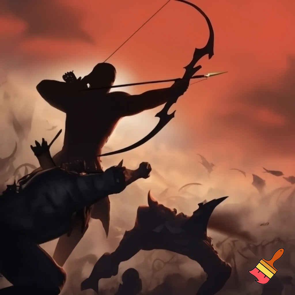 Legolas killing an orc with an arrow from far away