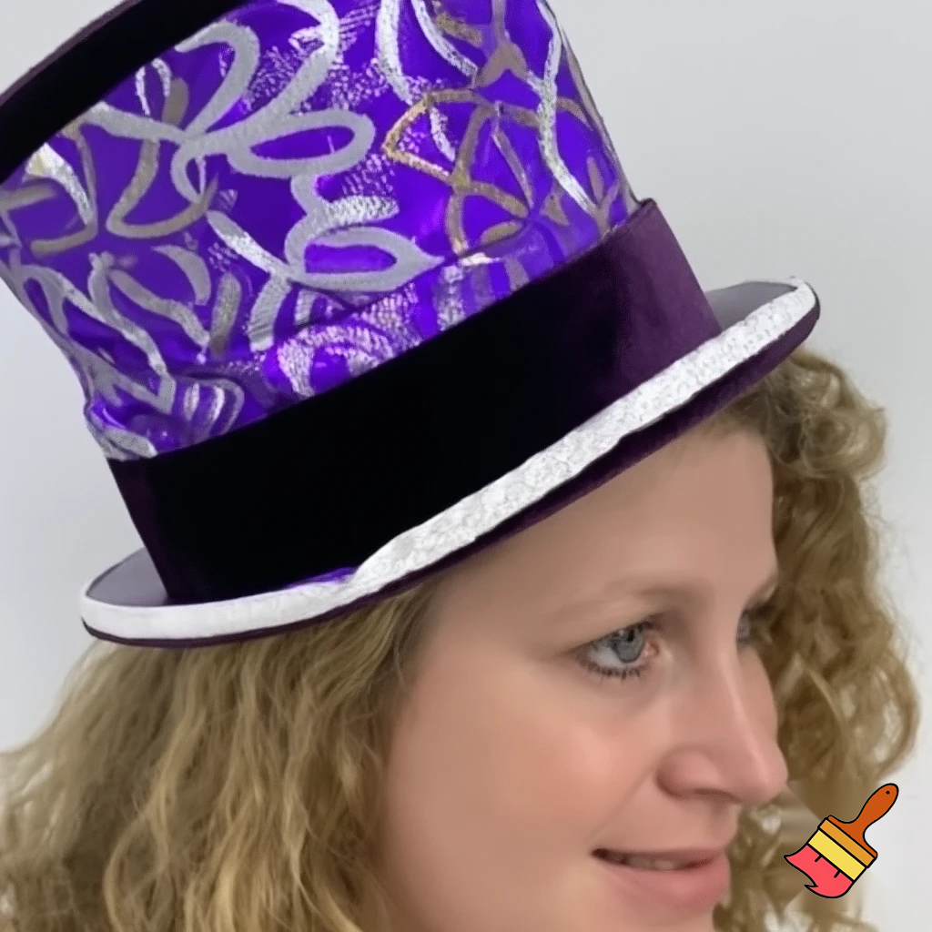 Easter bunny top hat headband, purple and white gold and silver top hat black purple dark purple special hat in delicate purple white, purple and fabric fabric and velvet white gold golden silver patterns Easter top hat