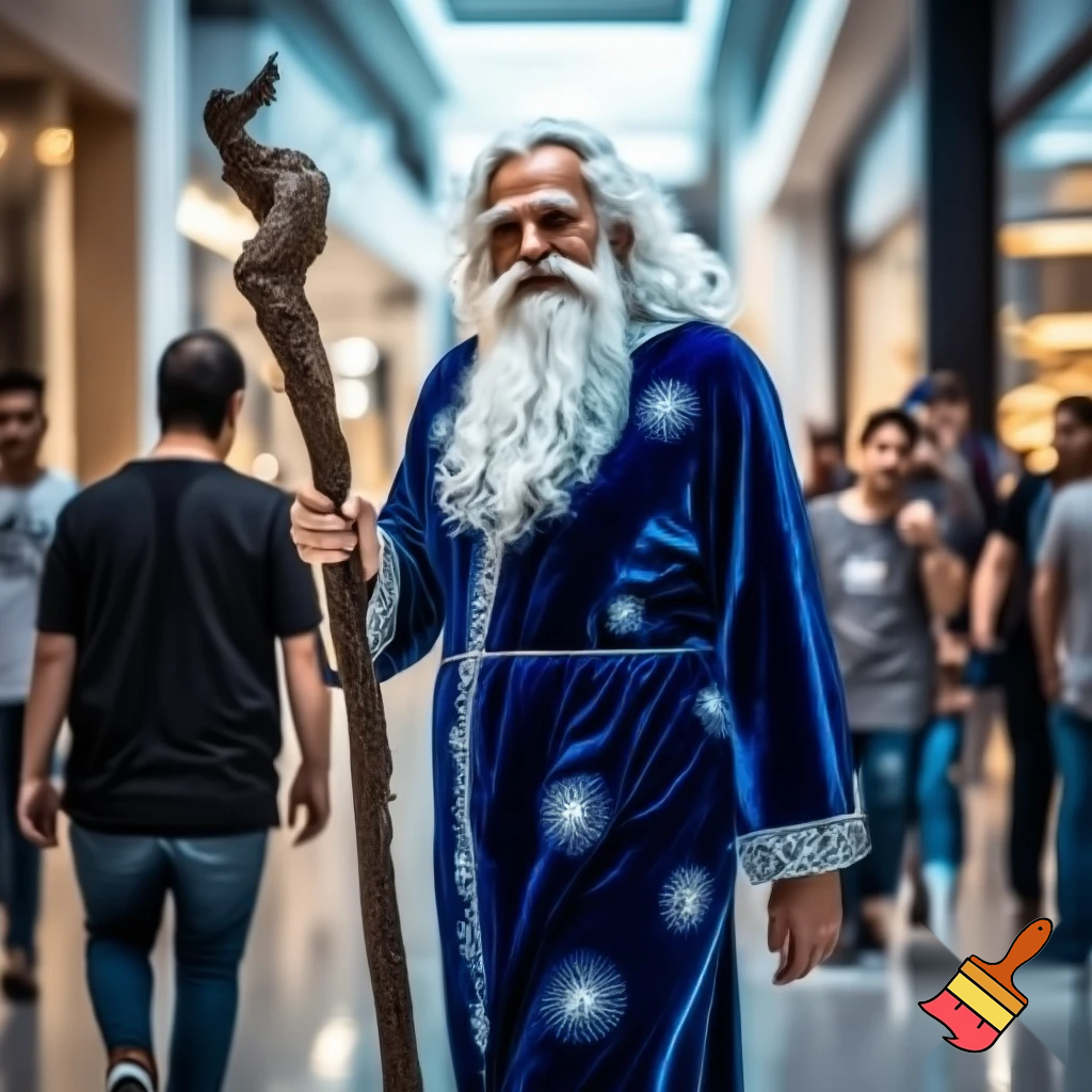 Santa Claus walking at the shopping centre a wizard Santa Claus