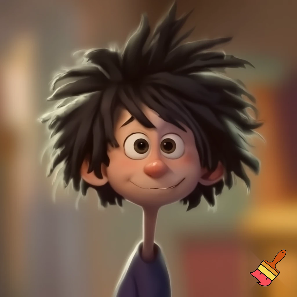 Cubby,toilet brush looking hair ,12 year old black hair