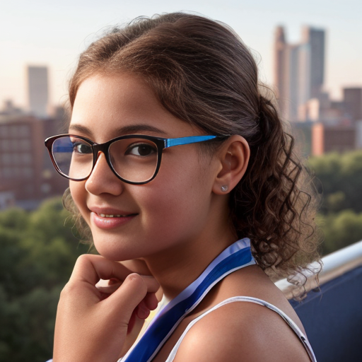 Cute adorable niña Chilindrina y enfermera glasses con hair lazo curly con verano casual formal elegante sensual sexy con close up whispering touching ear each other secrets con paséo con ciudad 3