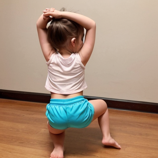 cute little girl in bootyshorts in a crop top doing the splits