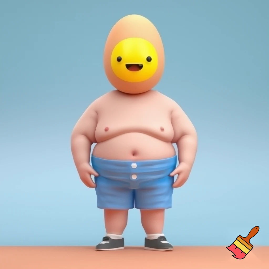 fat dude with a egg head