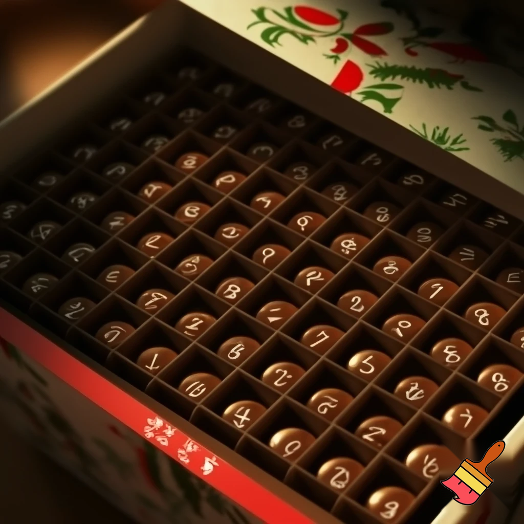 Chocolate advent calendar Numbers in the box a Christmas one hope the lead out how many days till Christmas? Christmas patterns countdown. 25.