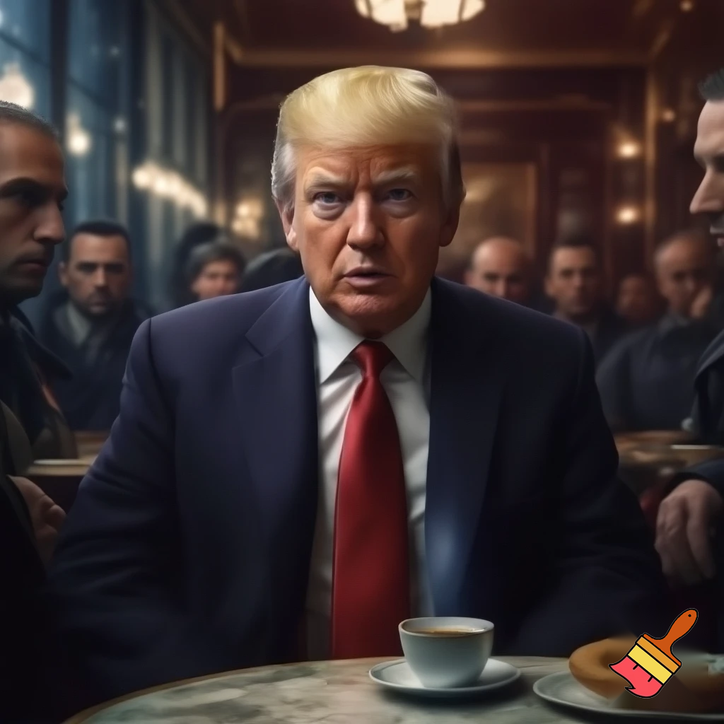 donald trump in a cafe being arrested