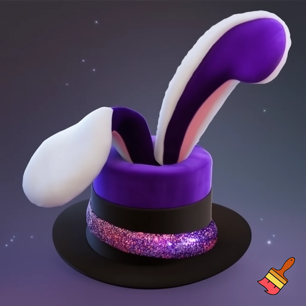 Black top hat with bunny ears velvet white and purple purple and white headband fabric and velvet glitter, purple and pink special present true special and delicate velvet white purple Easter bunny is bunny top hat velvet?