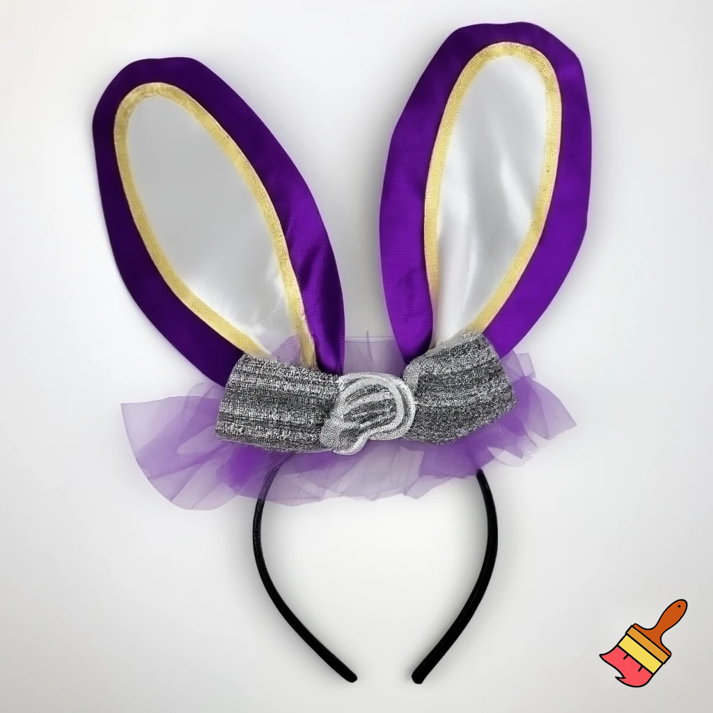 Easter bunny top hat headband, purple and white gold and silver top hat