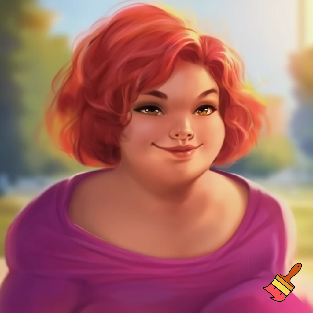 short, fat , obese short women with a big chubby neck and red hair