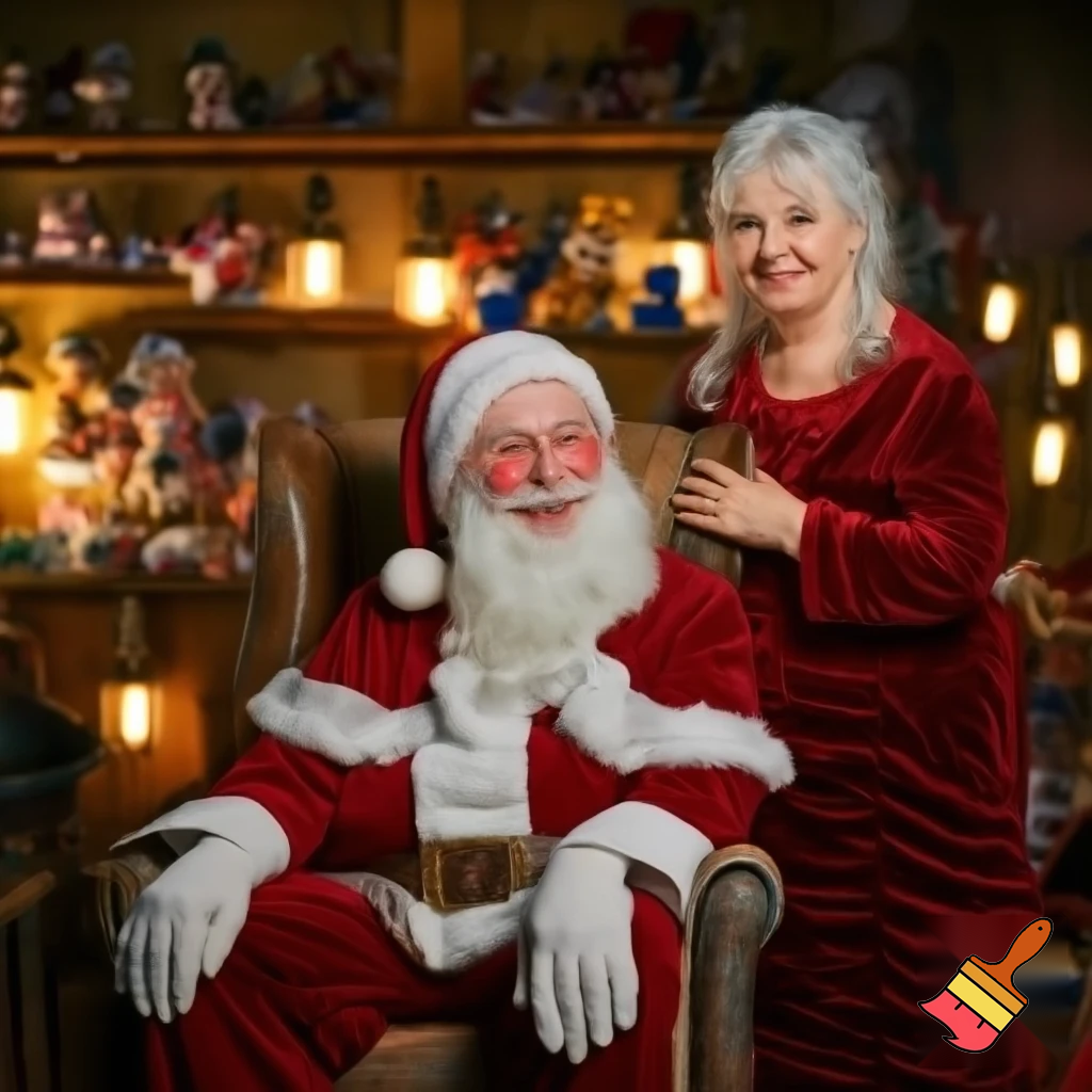 Mrs. Claus and Santa Claus.