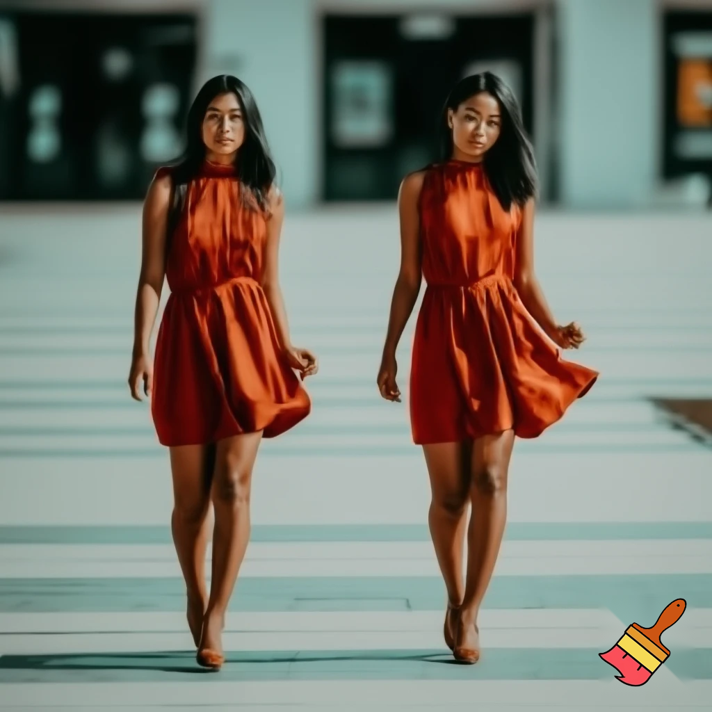 Ahora modifica esta imagen, donde haya 2 niñas modelando en una pasarela con el mismo tipo de ropa