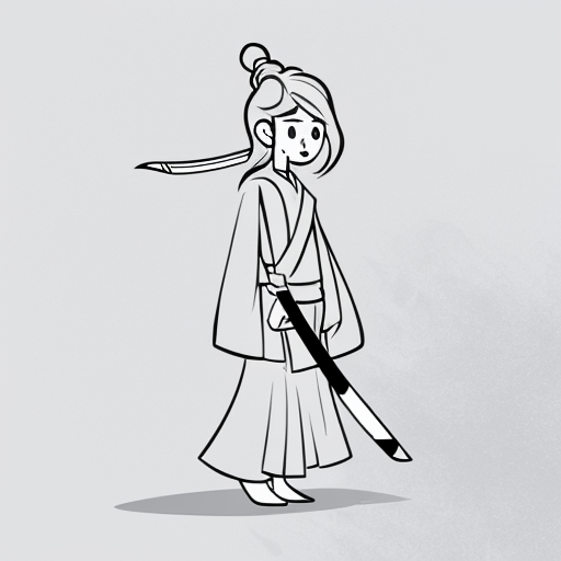 invisigal from Dispatch with messy hair a nose ring and a ciggarete and a katana
