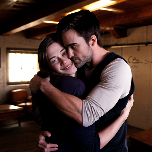derek Hale hugging his girl named Cora in his loft
