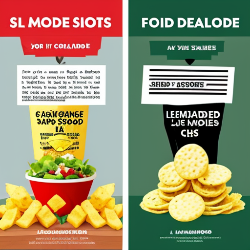 create a poster for food stall both are different food items  "chips-salad , lemonade" 