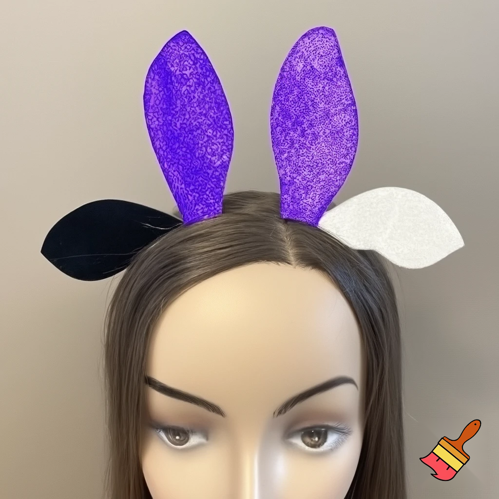 Easter bunny top hat headband, purple white with gold glitter fabric and velvet velvet gold special gold and delicate velvet and delicate and black purple top hat headband precious glitter, purple and white
