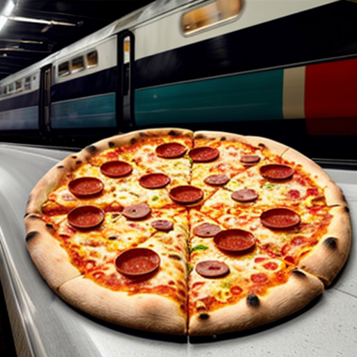 train made to look like pizza
