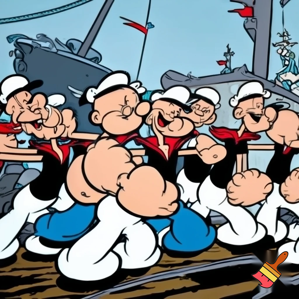 Humans in the style of Cartoon Popeye