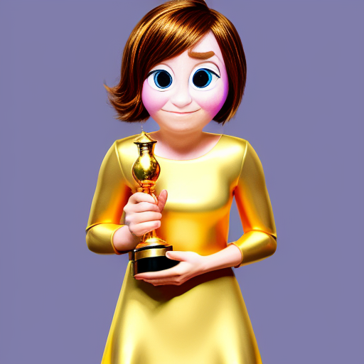 inside out style happy proud gold holding trophy one person gold cartoon animation style orange skin proud excited