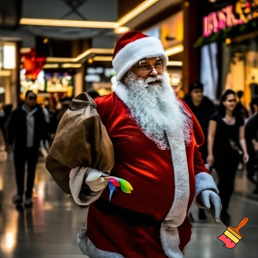 Santa Claus walking at the shopping centre