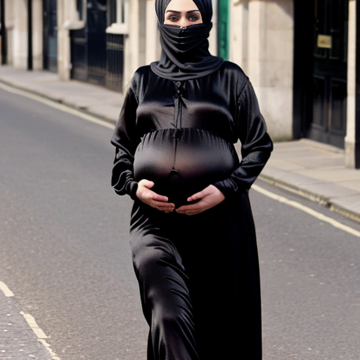 zendaya disguised heavily pregnant wearing black silk abaya and a long perfect black silk hijab with perfect 3 layer long niqab with single string between eyes gloves walk fully covered head to toe on a london street 