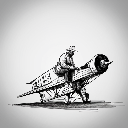 Make a easy to draw sketch of an oldLeonardo da vinci leaning on a very old flying machine