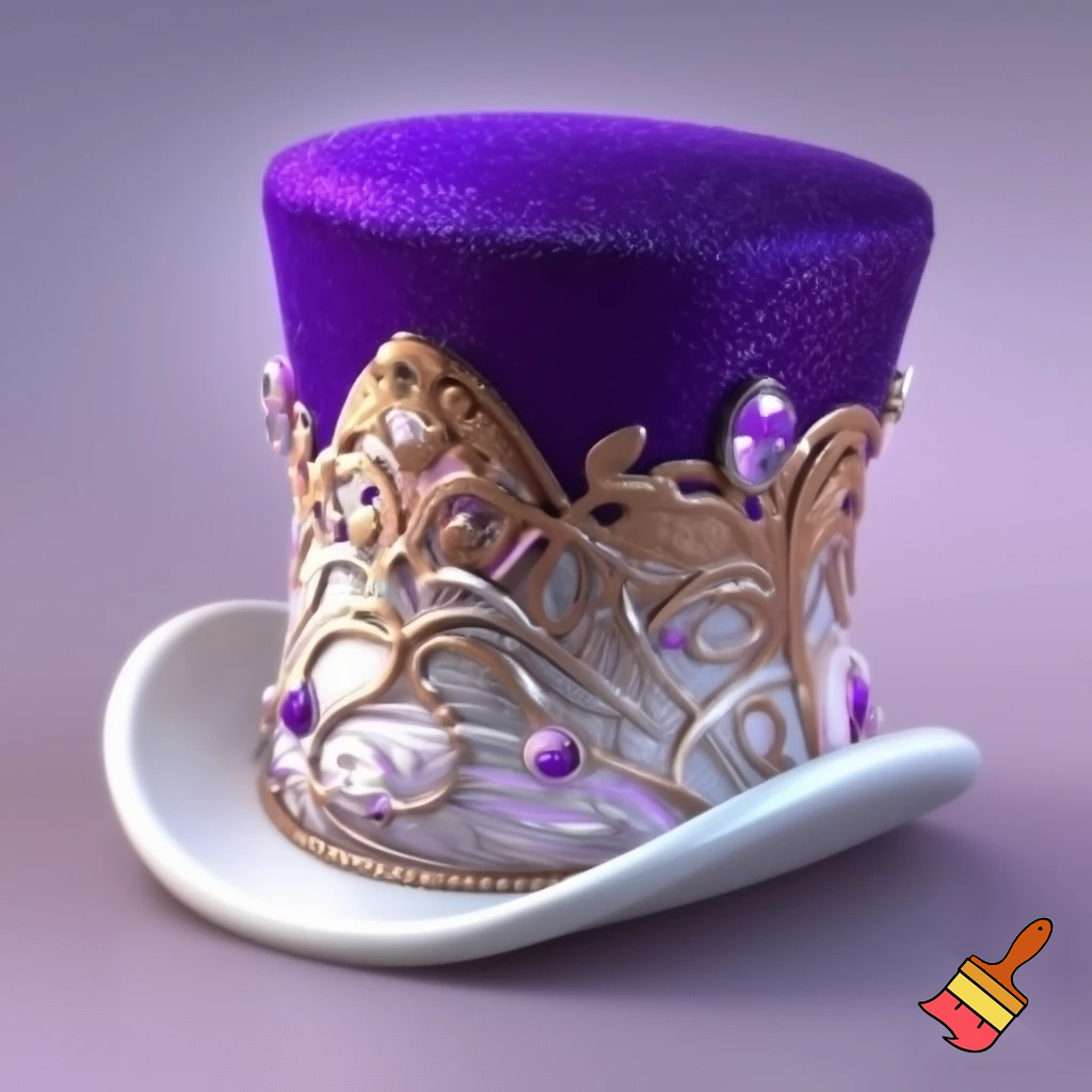 Easter bunny top hat headband, purple and white gold and silver top hat black purple dark purple special hat in delicate purple white, purple and white gold golden silver patterns Easter top hat