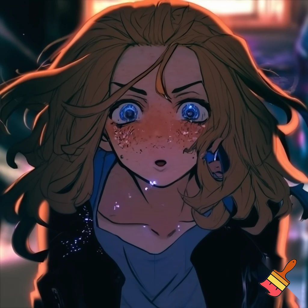 dievca s hnedymi dlhymi vlasmi a modrymi očami, ma pehy na nose a lícach. je velmi drsna. ide ju pobozkat mickey z tokyo revengers
