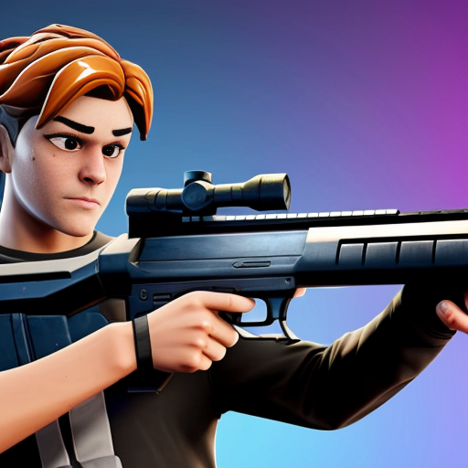 a kid fighting with fortnite guns and then one gets 200 pumped