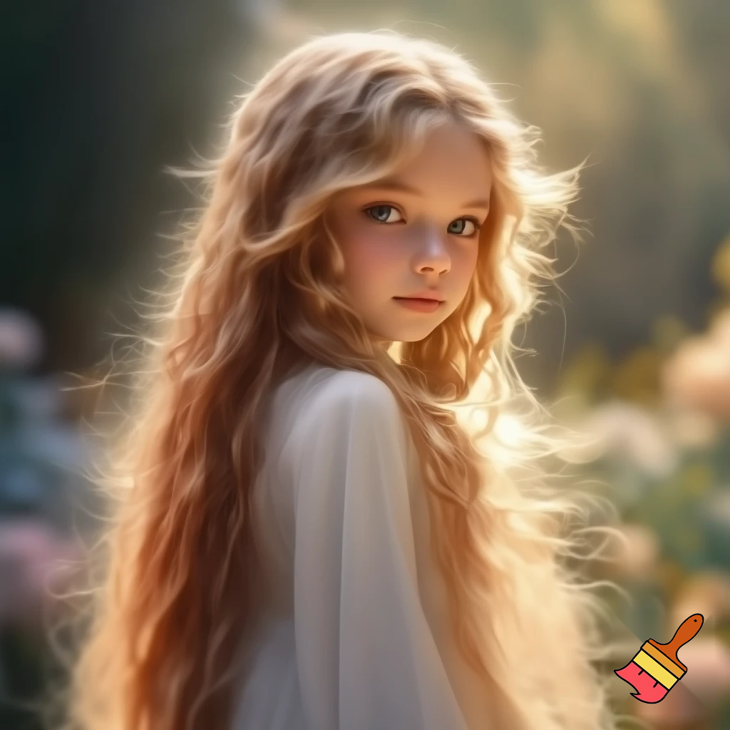 a girl with blond long hair