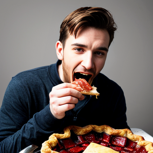 man eating pie

