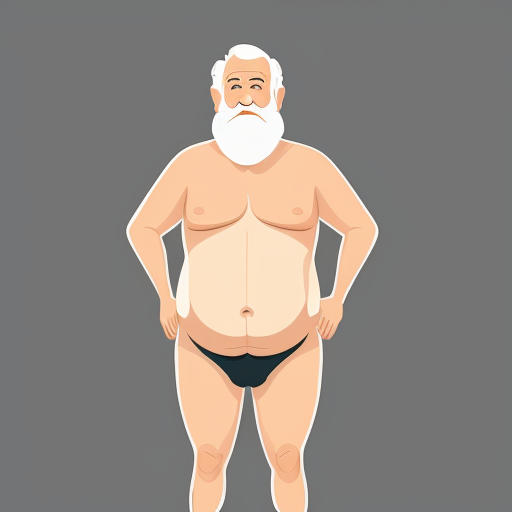 barefoot pantless completely nude and standing naked wrinkly and fat geriatric nudist bearded wizard