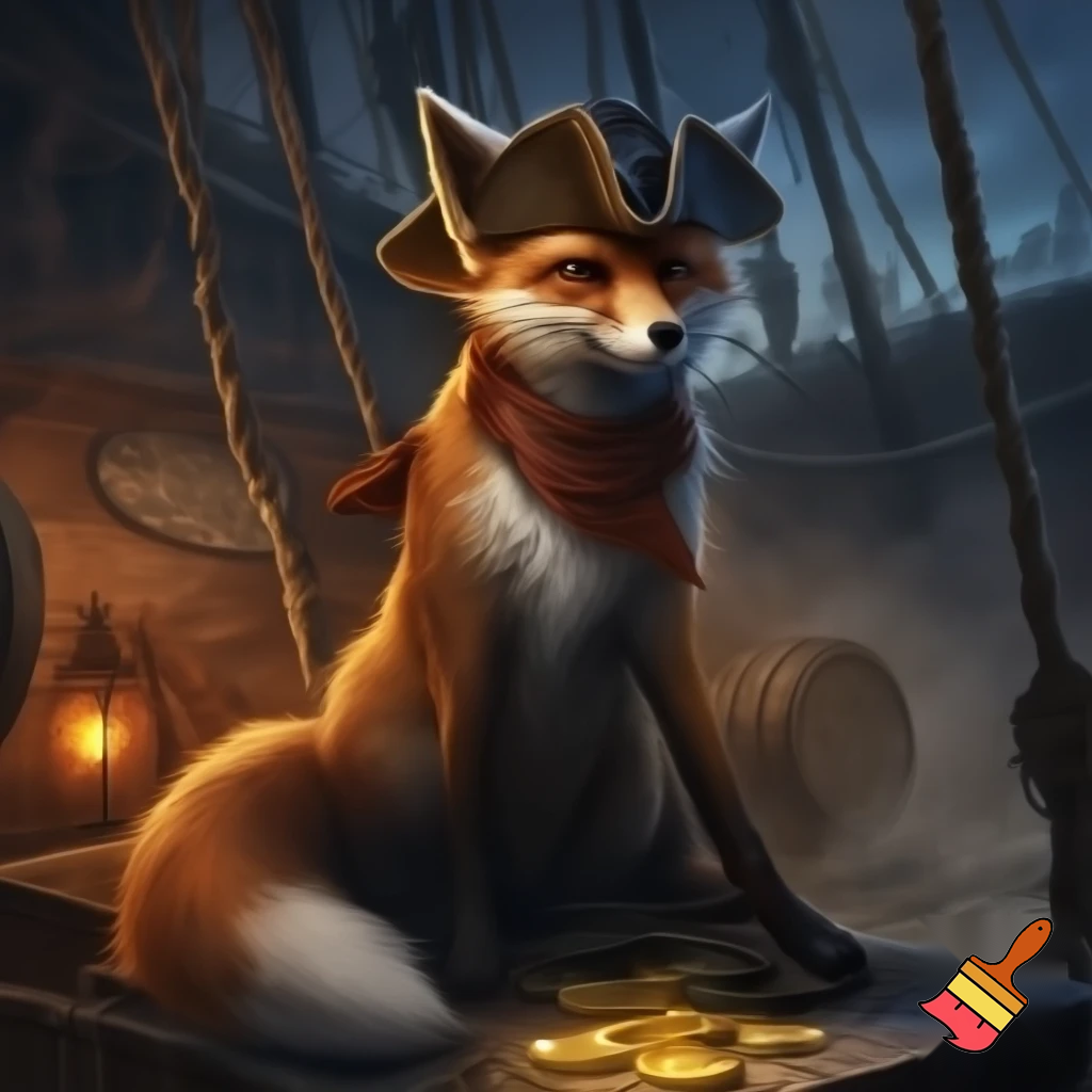 Fantasi pirat ræv der sidder ned
