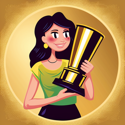 the emotion proud one person gold holding trophy cartoon style gold skin
