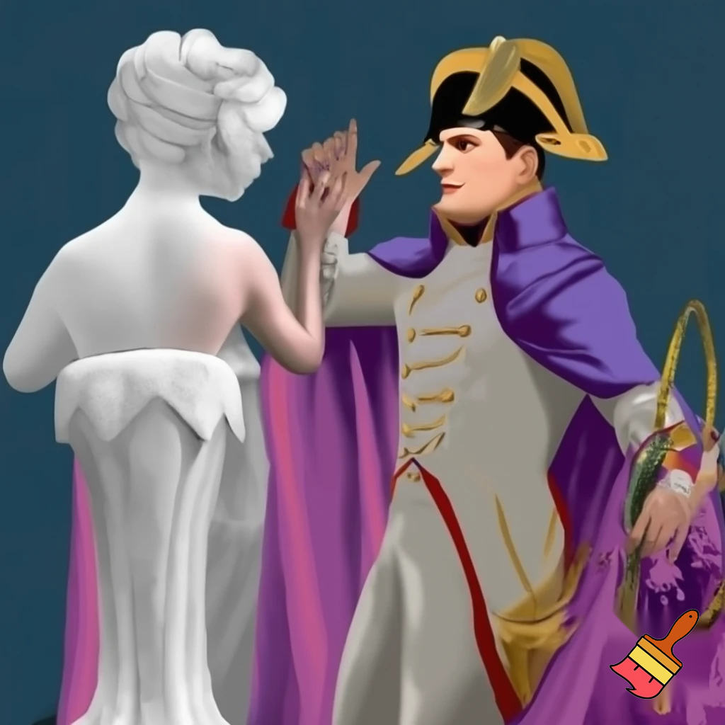 Elsa turning napoleon into a statue