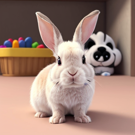 cute cartoon rabbit for kids, colorful, 2D animation style