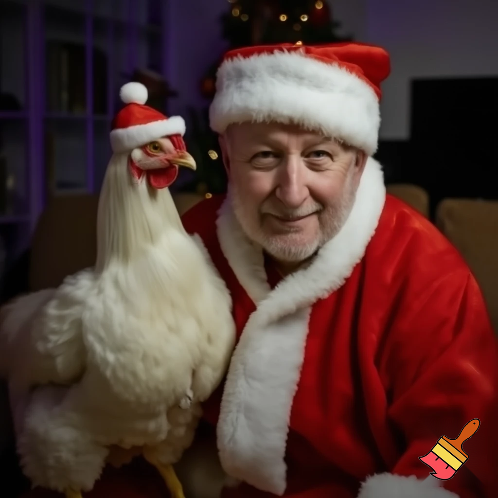 Thomas and the chicken Santa Claus