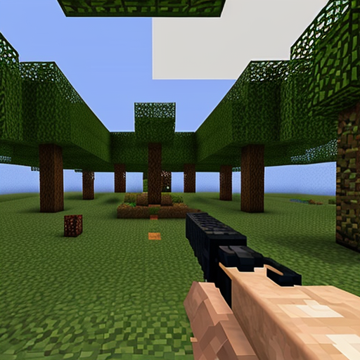 minecraft taiga forest, first person gameplay