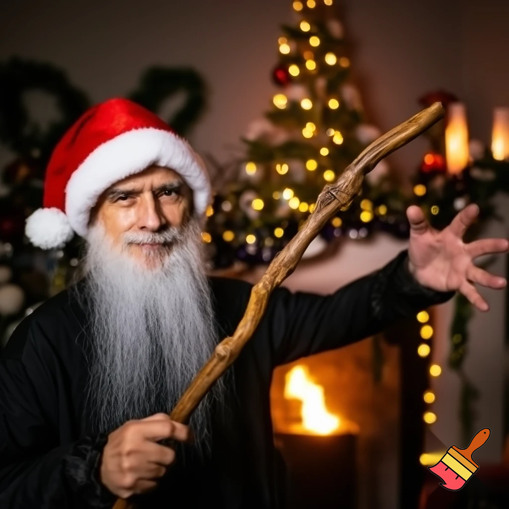 Magician wizard Christmas a Christmas hat