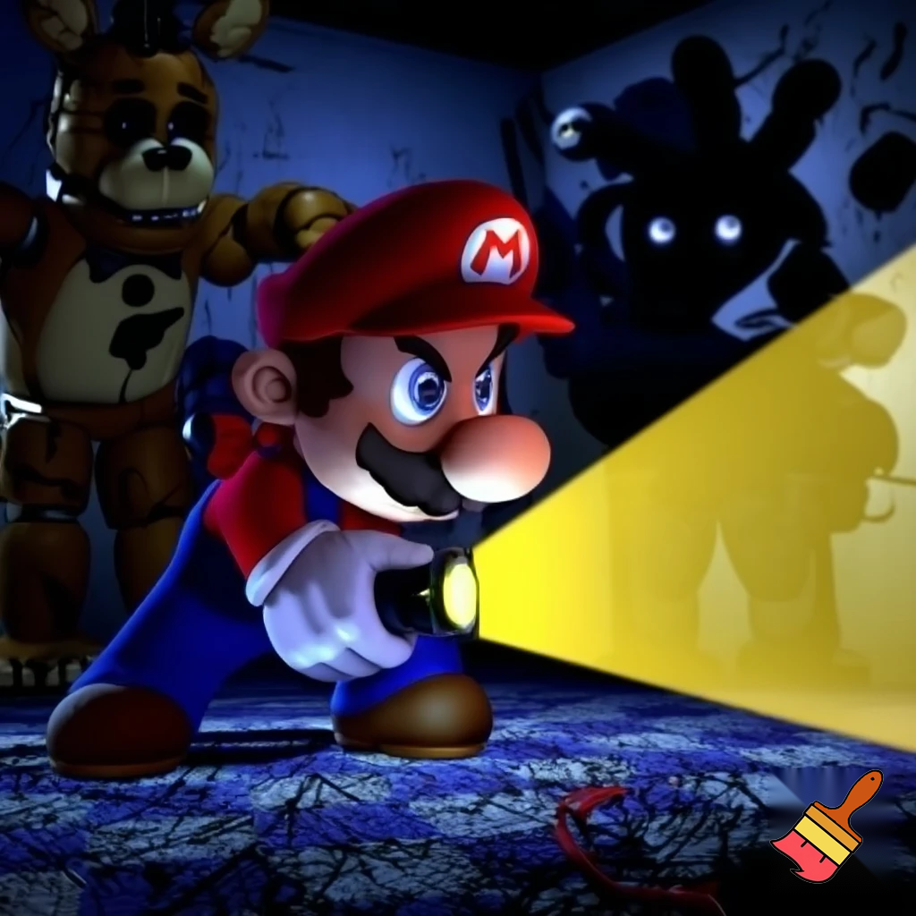Mario playing five nights at feddys