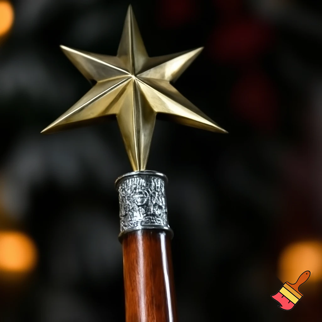 Russian Santa Claus walking stick with a star Santa Claus the real Santa Claus metal