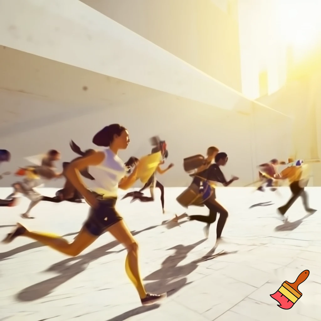 People running in the place